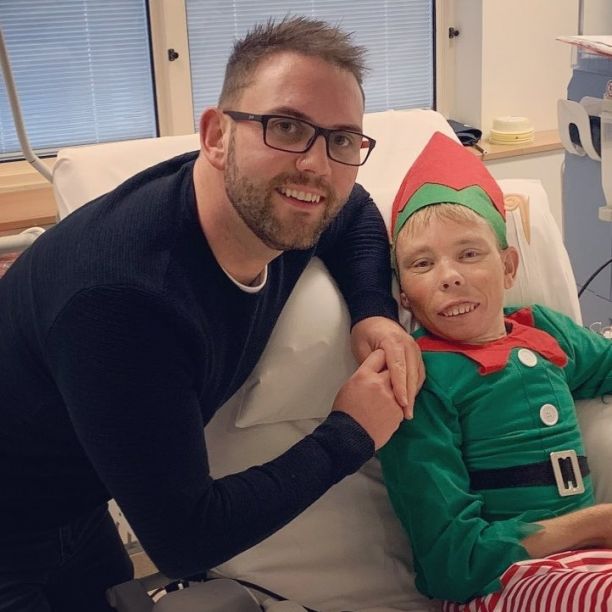 Ashton with Grant during a kidney treatment session. 