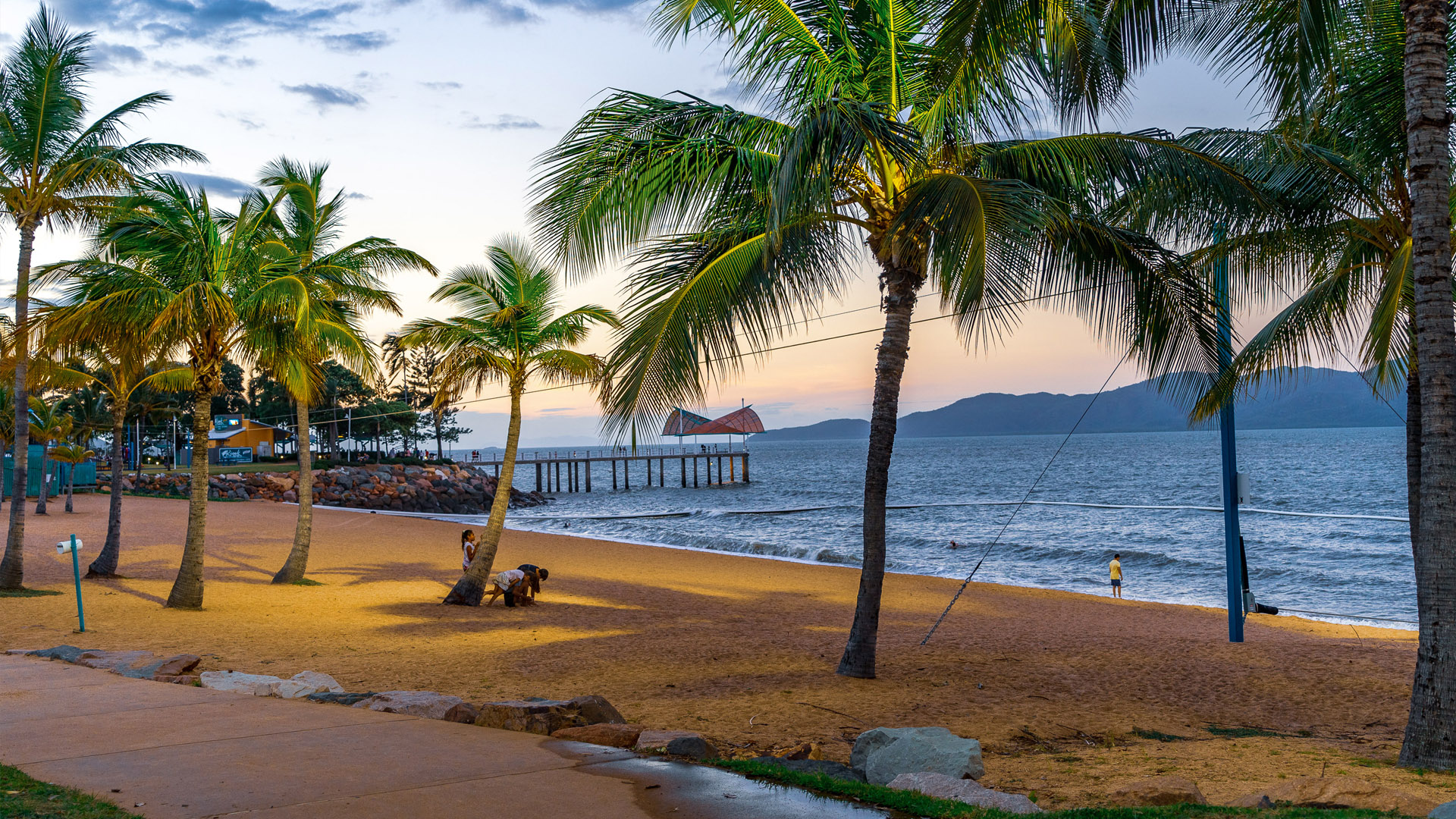 A beach in Townsville, where the main James Cook University is located. 